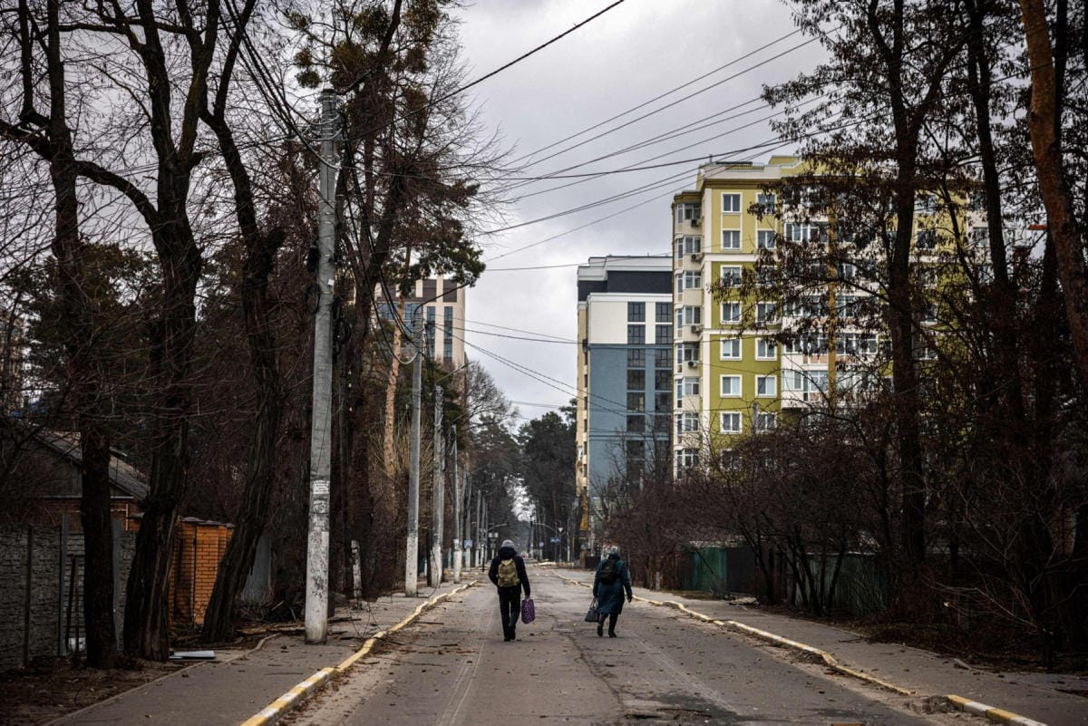 Ukrainalaistietojen mukaan maan puolustusvoimat on saanut takaisin hallintaansa Ukrainan pääkaupungin Kiovan lähellä sijaitsevan Irpinin kaupungin. Kuva Irpinistä parisen viikkoa sitten. LEHTIKUVA/AFP
