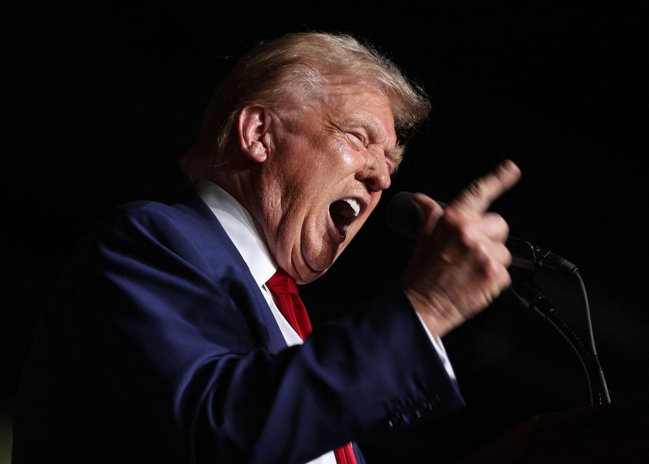 Presidenttiehdokas Donald Trump kampanjoi perjantaina Las Vegasissa. LEHTIKUVA / AFP