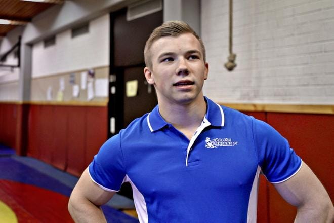 Mikko Peltokangas osallistuu kolmatta kertaa juniorien MM-kilpailuihin. Alle 20-vuotiaiden sarjassa hän painii nyt ensimmäistä kertaa. KUVA: HEIKKI HAKANEN