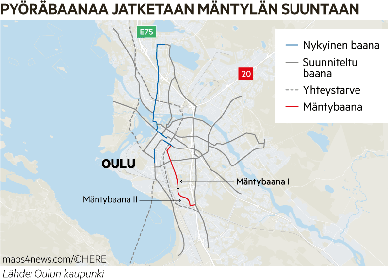 Jo toteutetun Linnanmaan baanan kaveriksi kaavaillaan useita eri baanoja.
