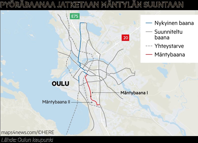 Jo toteutetun Linnanmaan baanan kaveriksi kaavaillaan useita eri baanoja.