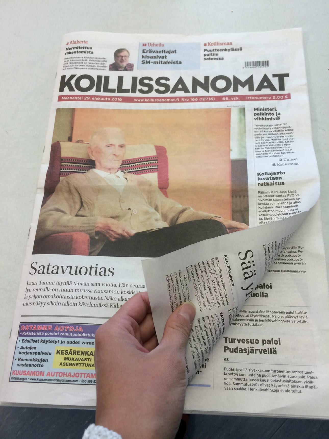 Maanantain painettua lehteä ei pystytä toimittamaan kaikille tilaajille, joten näköislehti on avoinna alla olevilla tunnuksilla maanantain.