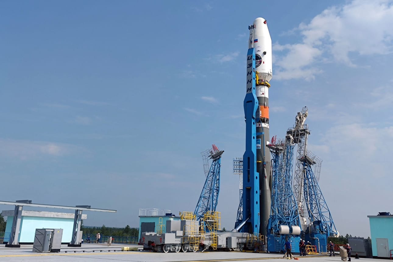 Venäjä on laukaissut matkaan Sojuz-raketin, joka kuljettaa miehittämätöntä Luna-25-kuulaskeutujaa. LEHTIKUVA/AFP/Russian Space Agency Roscosmos