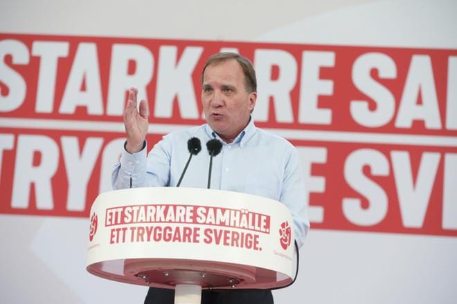 Ruotsin pääministeri ja sosiaalidemokraattien puheenjohtaja Stefan Löfven sai ainakin hetkellisesti huojentavia uutisia viisi päivää ennen vaaleja. Demarien syöksykierre on oikaistu. KUVA: SORE ANDERSSON