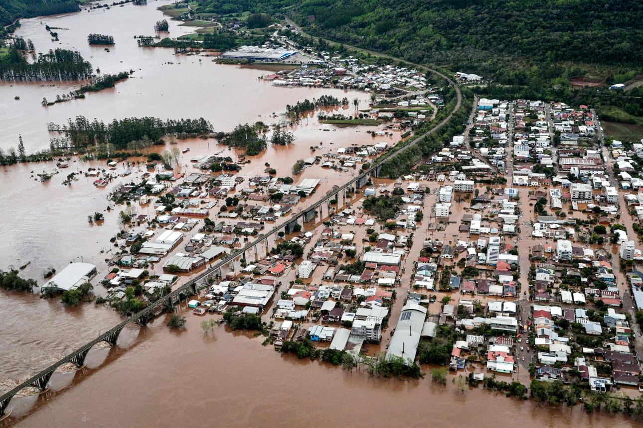 Maan eteläisimmän osavaltion Rio Grande do Sulin kuvernöörin mukaan eniten on kärsinyt noin 5 000 asukkaan pikkukaupunki Mucum. LEHTIKUVA / AFP