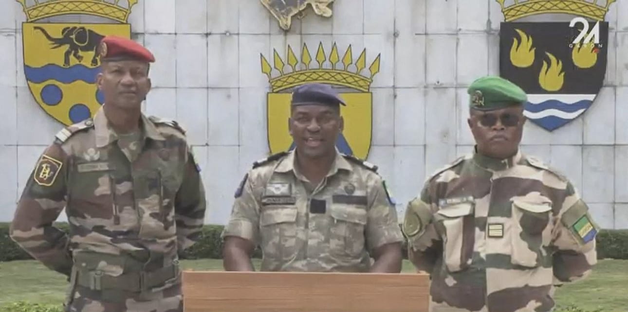 Rajojen avaamisesta ilmoitettiin Gabonin televisiossa luetussa lausunnossa. LEHTIKUVA/AFP/Gabon 24