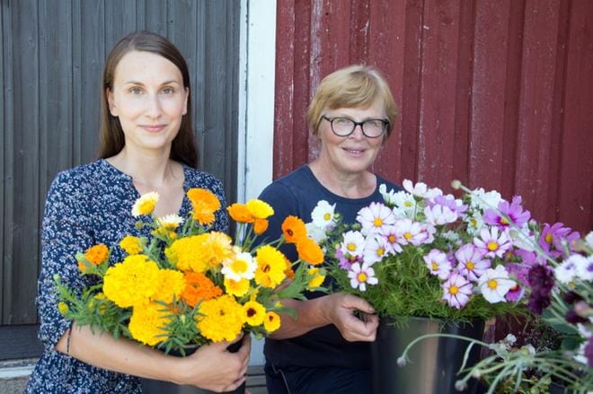 Miniä Saara Nevala ja anoppi Johanna Kangastie jakavat yhteisen kiinnostuksen kukkiin ja kasveihin. KUVAT: KAROLIINA SYRJÄ