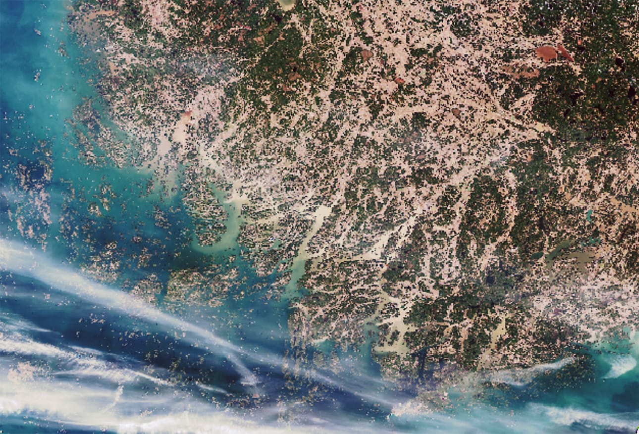 Syken Tarkka-palvelun satelliittikuvatulkinta lounaisrannikolta 25. helmikuuta.