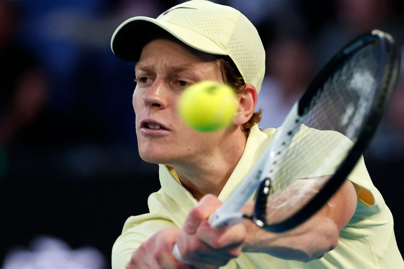 Italian Janniksi Sinner, 23, on voittanut urallaan nyt kaikkiaan kolme grand slam -turnausta. LEHTIKUVA/AFP