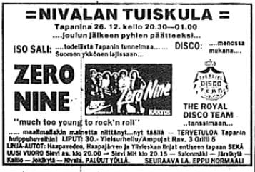 Ilmoitus Kalevassa 24.12.1985.
