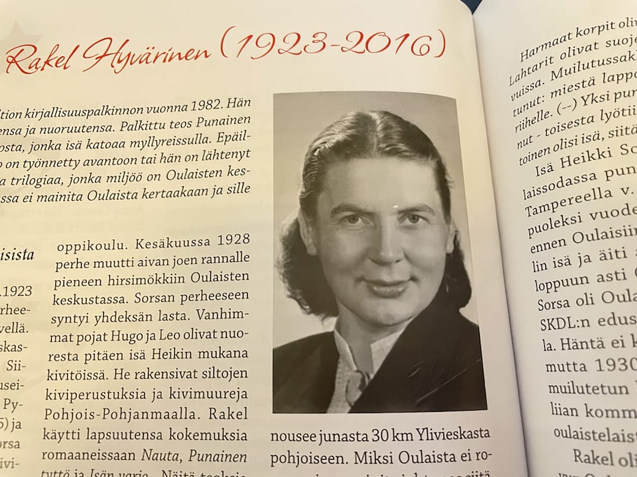 Rakel Hyvärinen asui lapsuutensa ja nuoruutensa Oulaisissa.