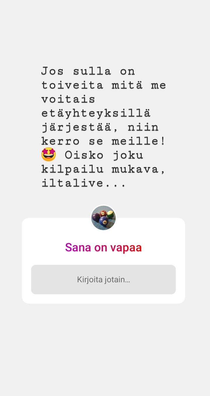 <p>Nuorisopalvelut palvelee myös Instagramissa. Siellä iloa arkeen on tuotu muun muassa erilaisten visailujen avulla.</p>