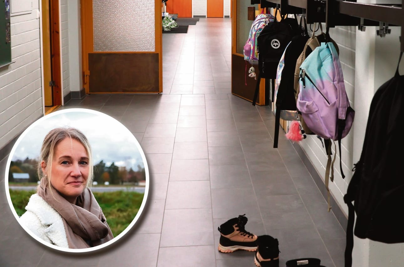 Karijoen koulutuksen palvelualueen johtaja, Kristiinan väliaikainen sivistysjohtaja Ann-Louise Utfolk kertoo, että asia otetaan käsittelyyn lautakunnan seuraavassa kokouksessa. Kuva Karijoen koulun käytävältä.