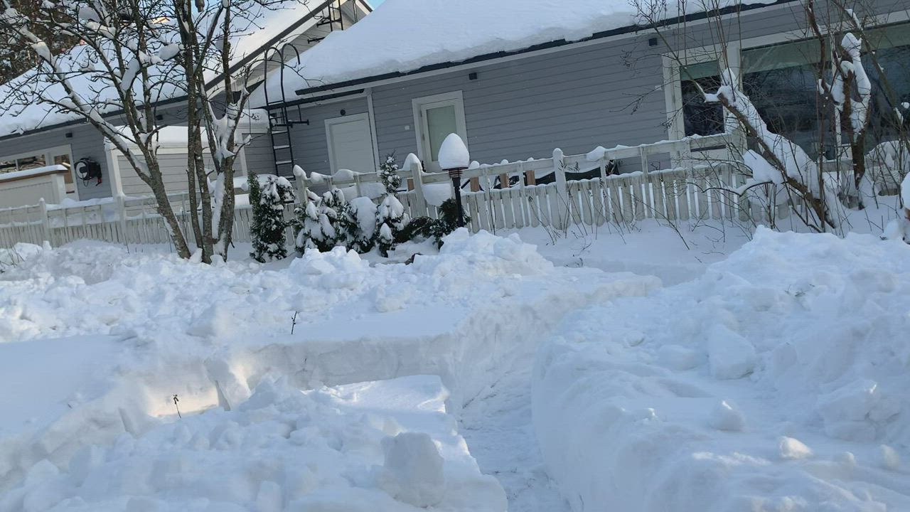 Iloa arkeen! Runsas lumentulo mahdollisti Ruusan oman huvipuiston takapihallemme😁