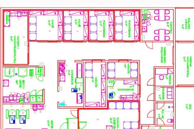 Kuvassa on keskuskeittiön pohjakuvaluonnos kaupungin keskuskeittiöselvityksestä. Pinta-ala olisi noin 360 neliötä, ja siitä olisi lämmintä tilaa noin 320 neliötä. KUVA: DAMICO OY