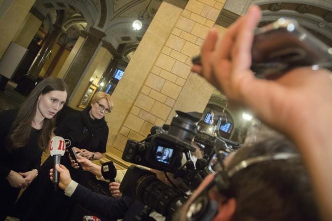 Hallitus kertoo Sanna Marinin johdolla koronatilanteesta. COM.PIC / MAURI RATILAINEN