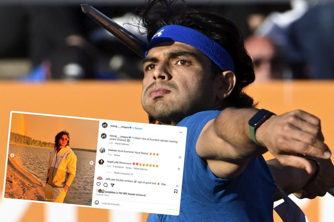 Neeraj Chopran seitsemän kuvan sarja Kuortaneelta on saanut yli 753 000 hehkuttavaa reaktiota hänen Istagram-tilillään. Olympiavoittoa puolustava keihäsjätti kisaa tiistai-iltana Turussa. Arkistokuva.