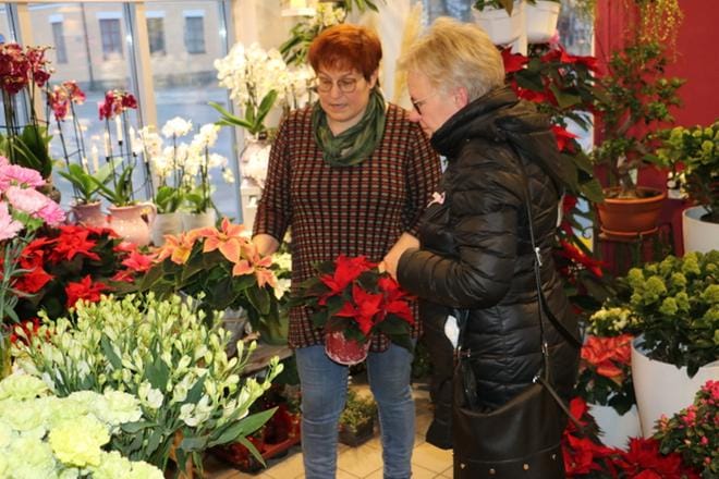 Marianne Rönn (oik.) haki ystävättärelleen joulutähteä. Maarit Håkans esitteli vaihtoehtoja. KUVAT: MIIKA NIEMI