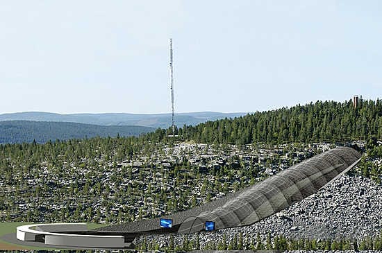 Aavasaksan katettu hyppyrimäki arkkitehtuuritoimiston havainnekuvassa.