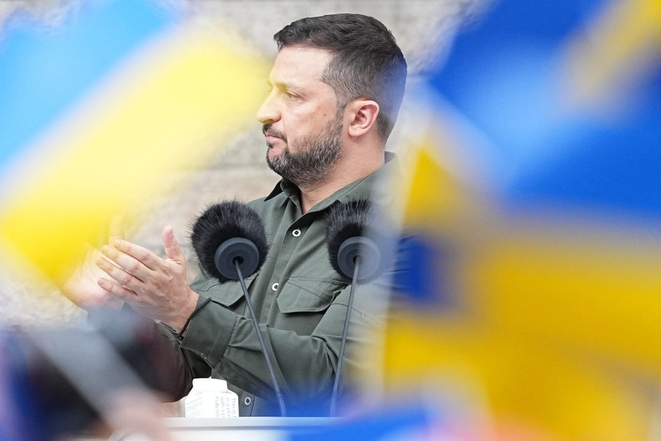Ukrainan presidentti Volodymyr Zelenskyi sanoo olevansa varma siitä, että Venäjä häviää Ukrainassa käymänsä sodan. LEHTIKUVA/AFP