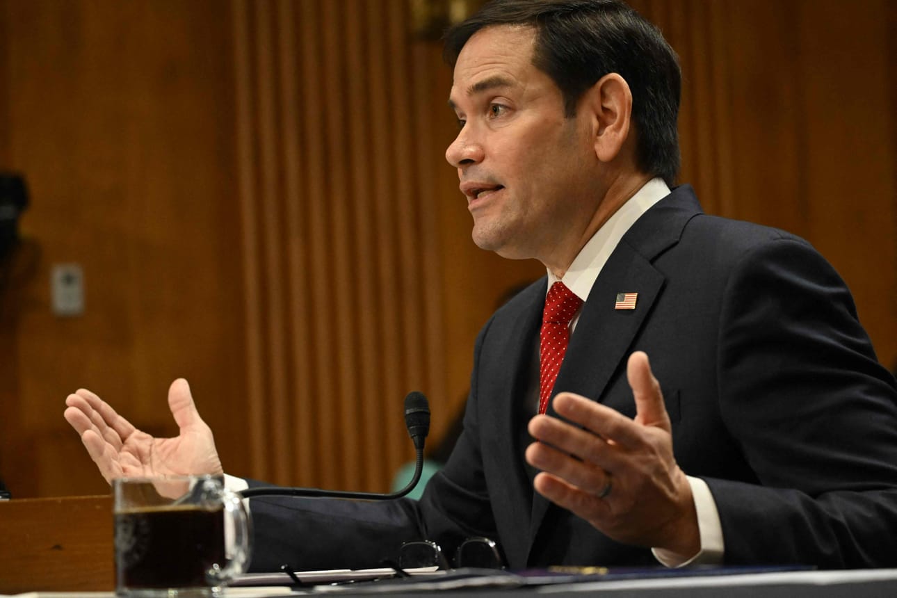 Marco Rubio puhui Ukrainan tilanteesta keskiviikkona senaatin vahvistamiskuulemisessaan. LEHTIKUVA/AFP