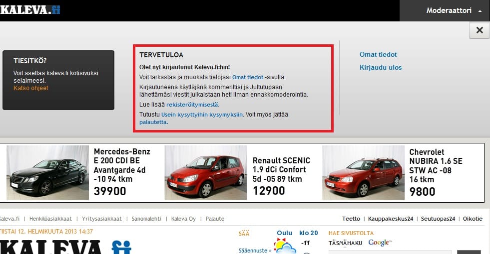 Linkki pääsiäisen lisälehteen julkaistaan pääsiäissunnuntaina kuvassa punaisella rajattuun kenttään. Näkymä avautuu, kun klikkaa sivun oikeassa ylälaidassa olevaa painiketta (mustassa yläpalkissa).
