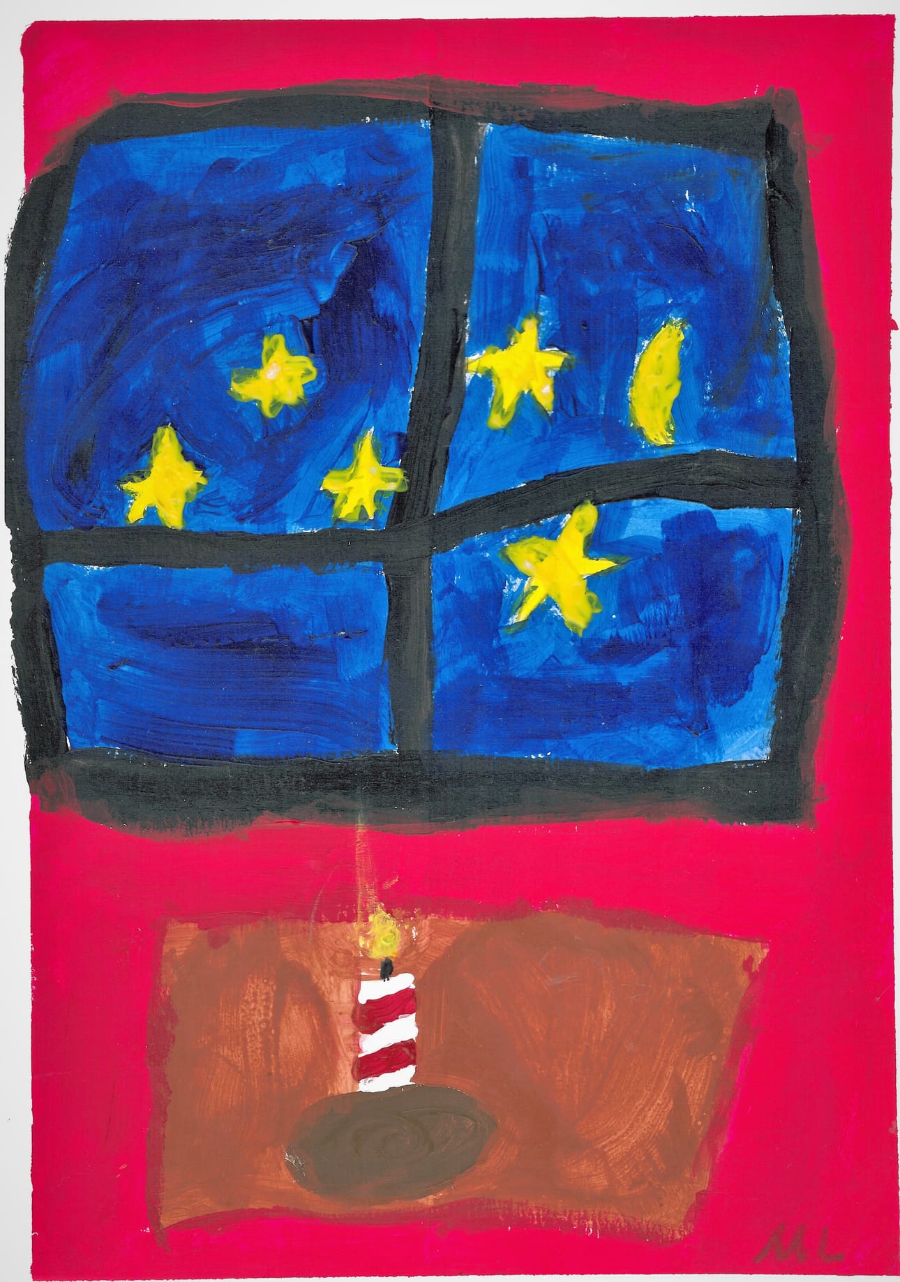 Mirella Lahtisen, 7, tekemä akryylimaalaus.