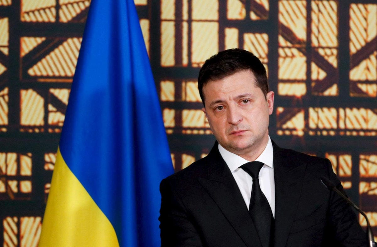 Ukrainan presidentti Volodymyr Zelenskyi vetosi Venäjän johtoon. LEHTIKUVA/AFP