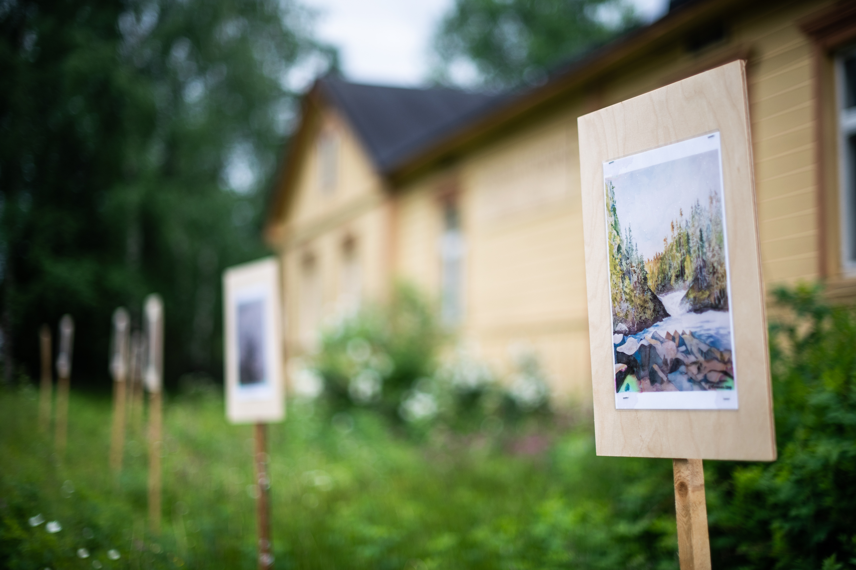 Viikon aikana Jalavan kaupan pihalla nähtiin taidenäyttely. 