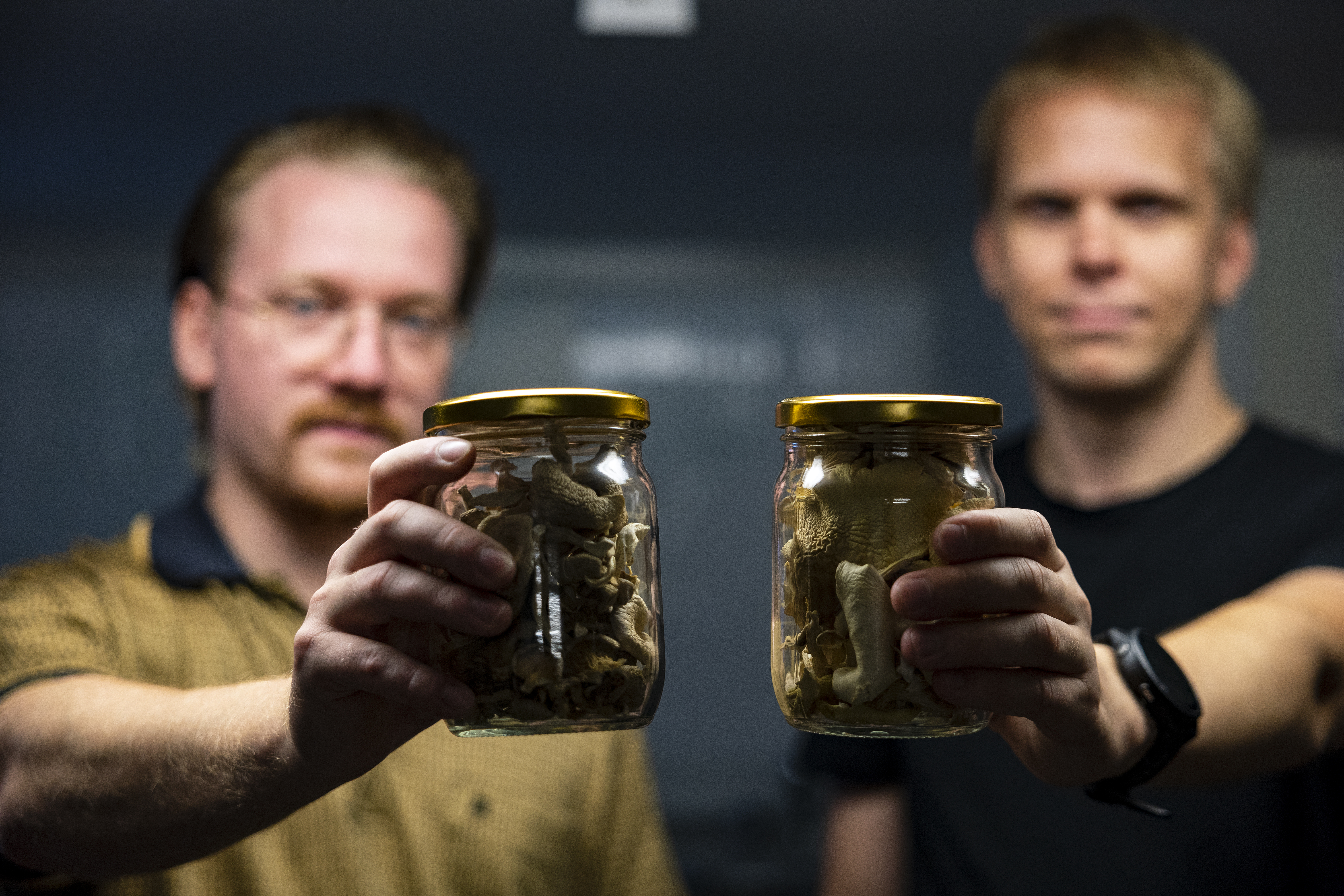 Eemeli Koskela and Juuso Puranen said Oulu Fungi tries to minimise losses by drying mushrooms that are not sold fresh.