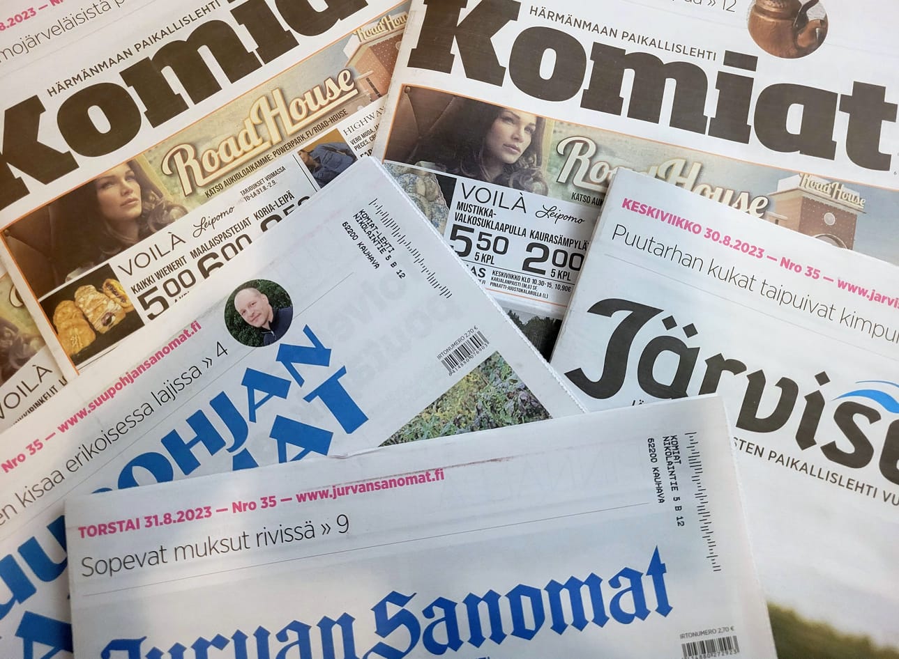 Ilkan viisi paikallislehteä, Komiat, Suupohjan Sanomat, Järviseutu, Viiskunta ja Jurvan Sanomat ovat vapaasti luettavissa kampanja-aikana 8.9.-15.9.