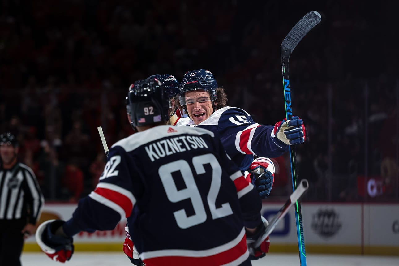 Sonny Milano laukoi Washingtonin maaleista kaksi ja syötti yhden. LEHTIKUVA / AFP