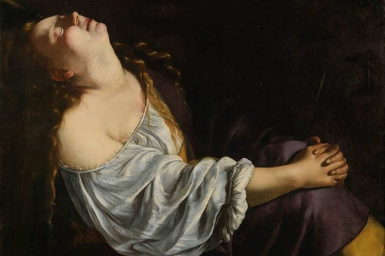 Magdalan Maria Artemisia Gentilleschin maalauksessa.