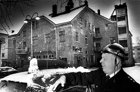 Vuonna 1922 perustettu Oulun paloasema toi Letku-nimen puistolle ja tanssipaikalle. Kuvassa palopäällikkö Eino E. Puusti vuonna 1975.