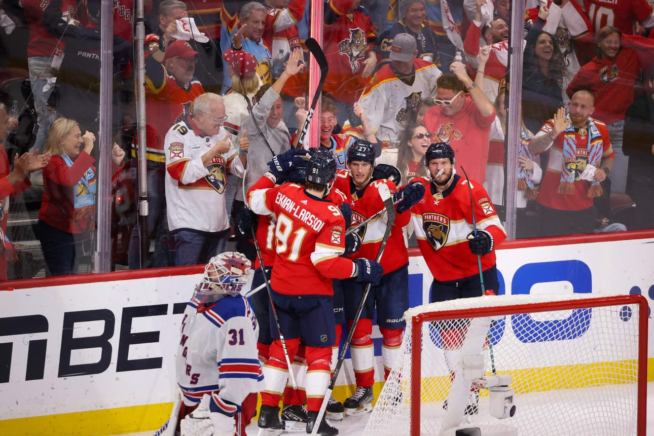 Florida Panthers lunasti paikan Stanley Cupin finaaleihin. LEHTIKUVA / AFP