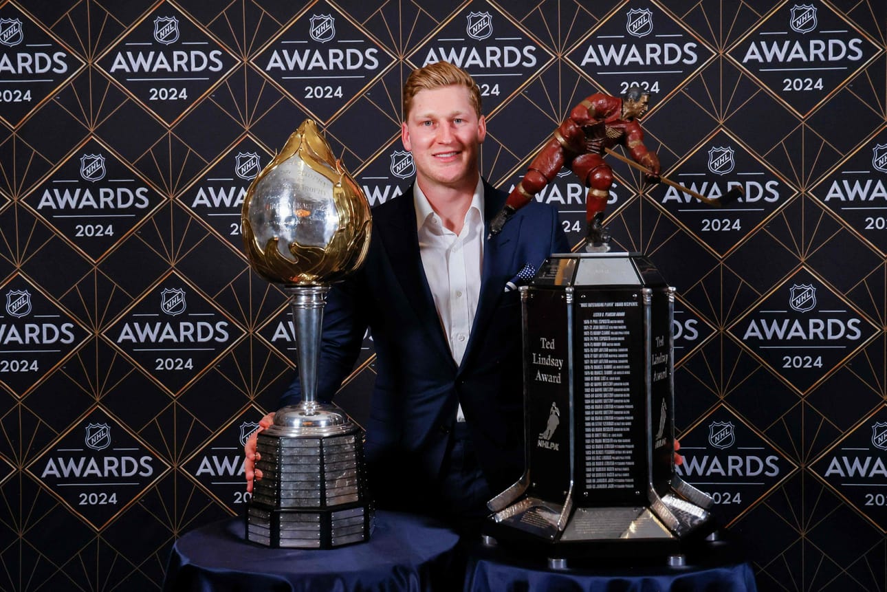 Nathan MacKinnon oli nyt neljättä kertaa Hart Trophyn finalistien joukossa. LEHTIKUVA/AFP