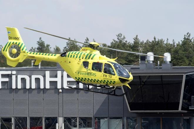 Lääkärihelikopteritoiminnassa Suomessa käytettävä toinen helikopterimalli on Airbusin H135. KUVA: Mauri Ratilainen