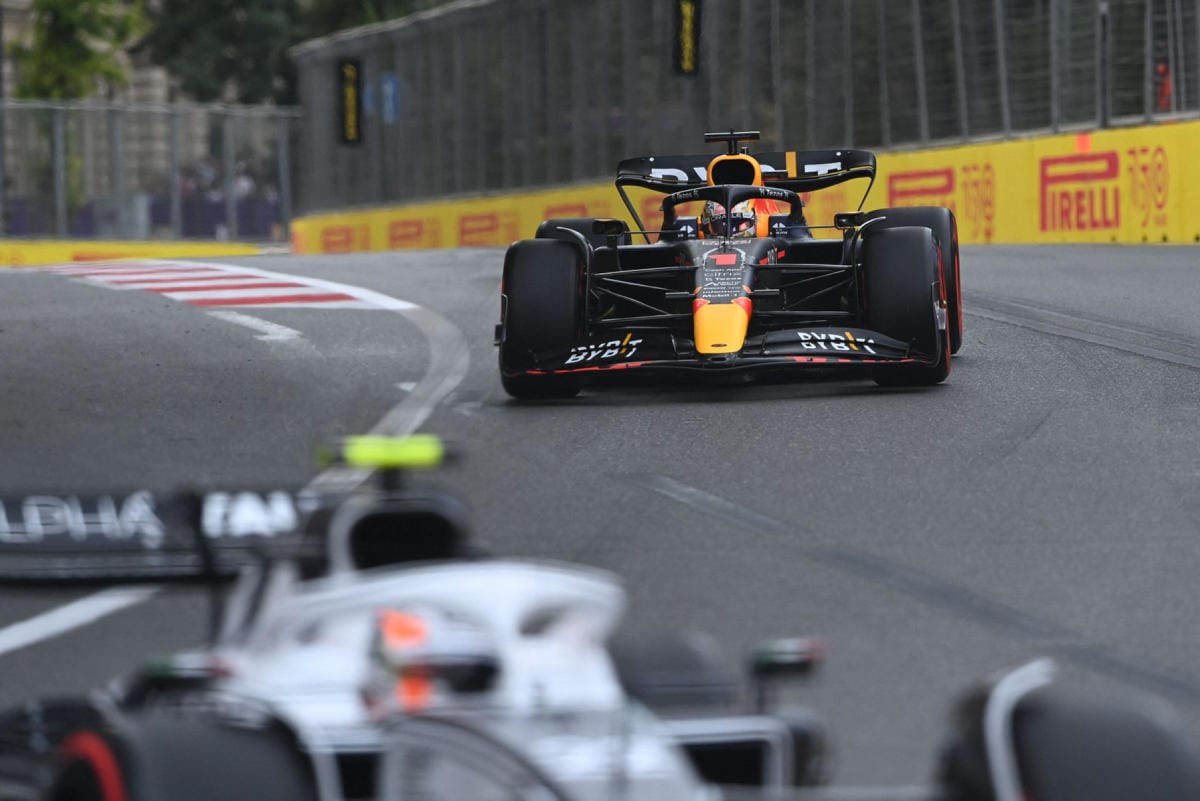 Red Bull korjasi kisasta helpon kaksoisvoiton Max Verstappenin ajaessa kauden viidennen voittonsa. LEHTIKUVA/AFP