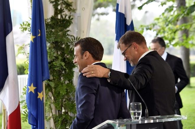 LKS 20180830 French President Emmanuel Macron and Finland's Prime Minister Juha Sipilä conclude their joint press conference at the Prime Minister's official residence Kesäranta in Helsinki Finland, on Thursday, August 30th 2018. President Macron is in Finland on a two-day official visit. LEHTIKUVA / MARKKU ULANDER