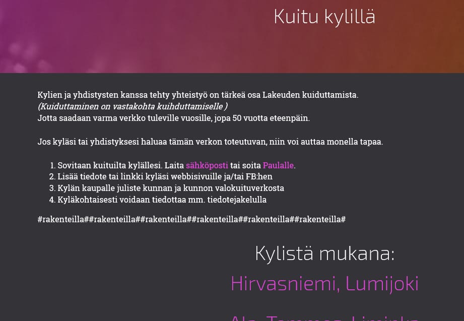 Lakeuden Kuitu sai tavoitteen täytteen.
