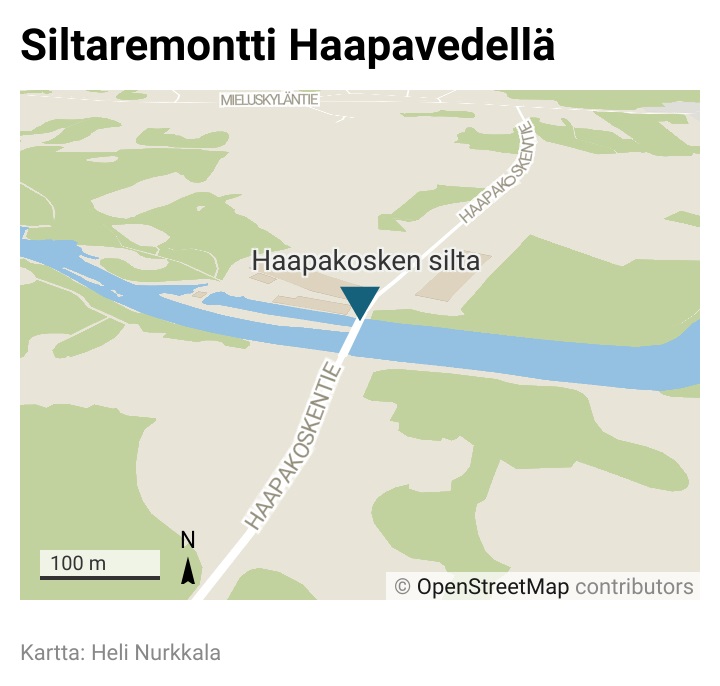 Haapakosken sillan korjaus alkaa Haapavedellä, silta pois liikenteestä 6. huhtikuuta lähtien