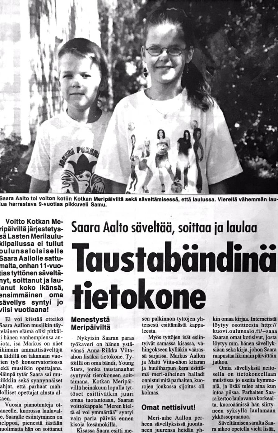 Rantalakeus kertoi Saaran voittamasta sävellyskilpailusta syyskuussa 20 vuotta sitten.