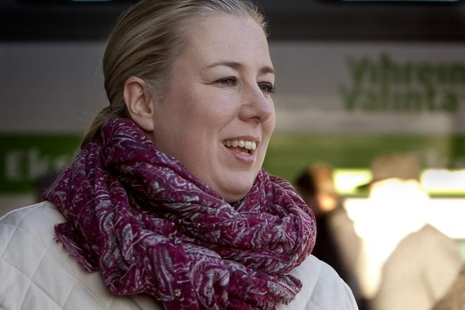 Kansanedustaja Jutta Urpilainen (sd.) piti vappupuheen Seinäjoella ja Kokkolassa. Kuva: Heikki Hakanen / arkisto
