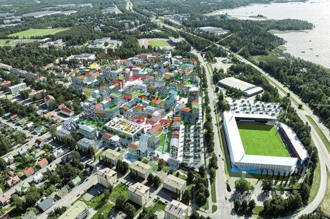 Ravilaaksosta tulee 2500 asukkaan kaupunginosa. KUVA: VAASAN KAUPUNKI/MANDAWORKS
