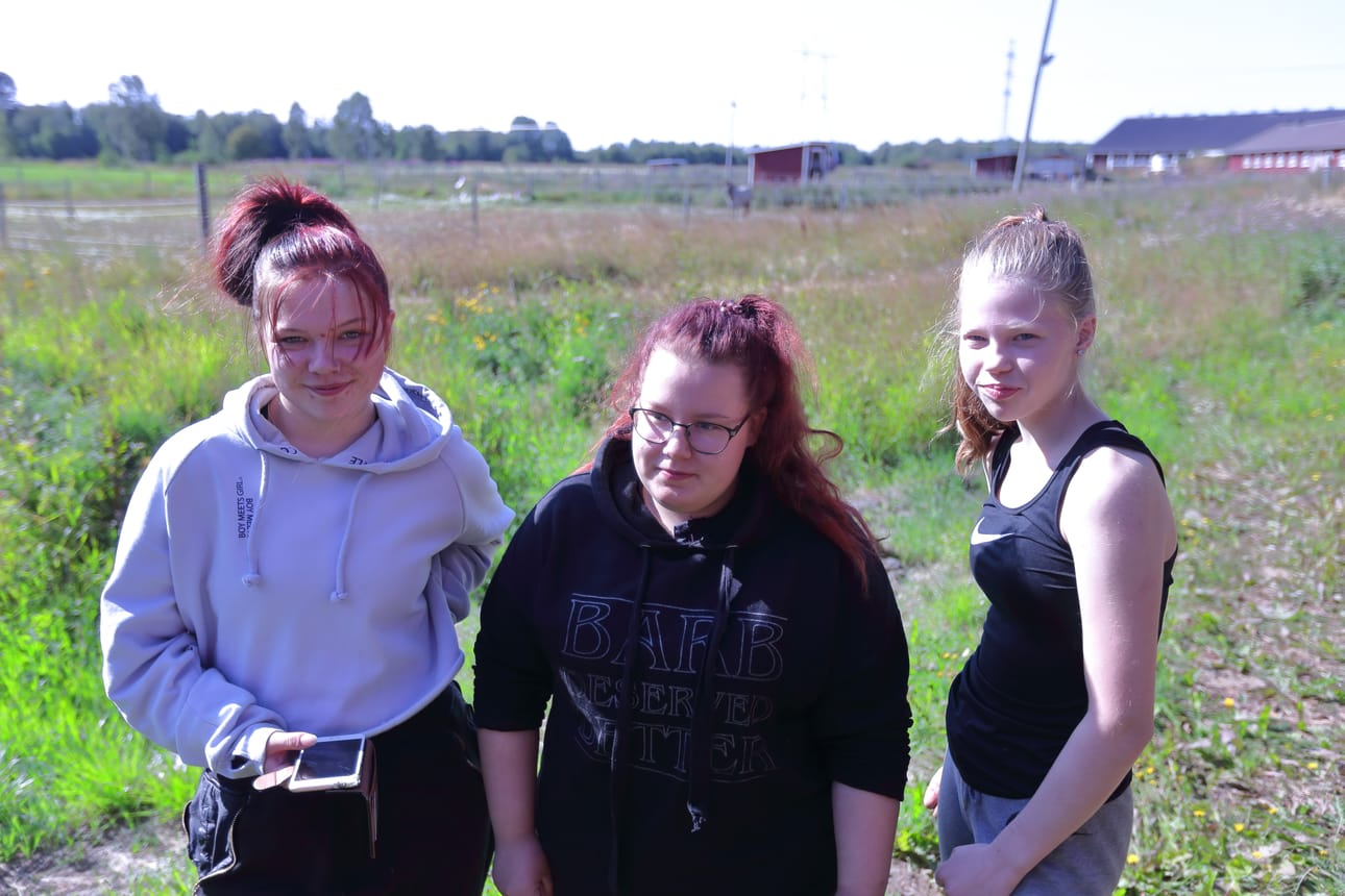 Toisen vuosikurssin aloittavat Aamu Siltakoski (oik.), Mira Kovala ja Noora Saaranen ovat paiskineet työvuoroja kesälläkin läheisellä hevosurheilukeskuksella.