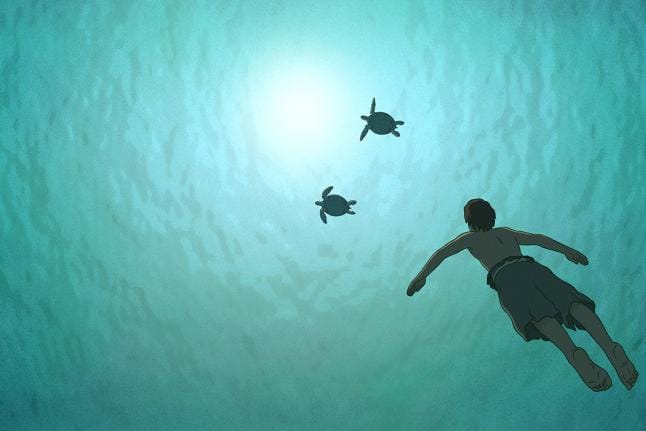 The Red Turtle -elokuvassa autiolle saarelle haaksirikkoutunut mies törmää eräänä päivänä törmää jättiläiskilpikonnaan, joka muuttaa hänen elämänsä. KUVA: TV5