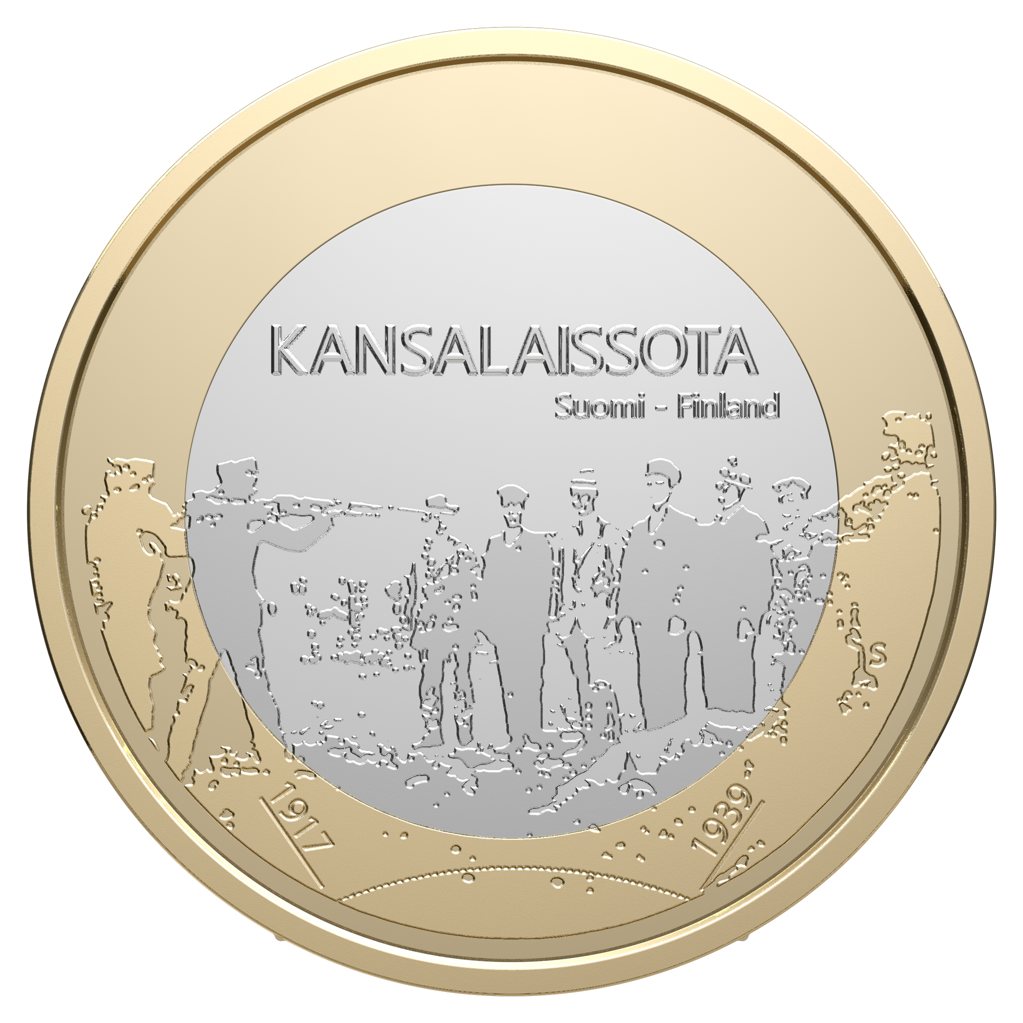 Suomen itsenäisyyden juhlavuoden ensimmäinen juhlaraha.