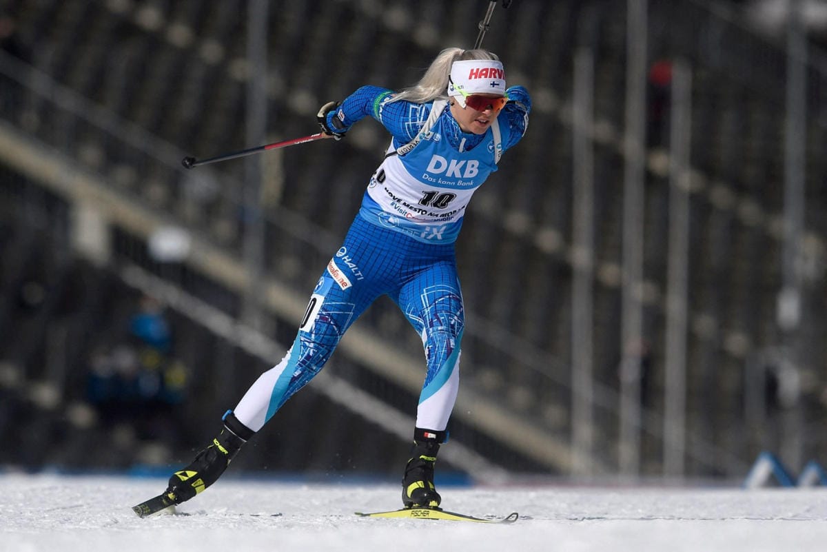 Suomalaisista korkeimmalla tuloksissa oli yhden sakon makuupaikalla ampunut Mari Eder, joka oli yhdeksäs. LEHTIKUVA / AFP