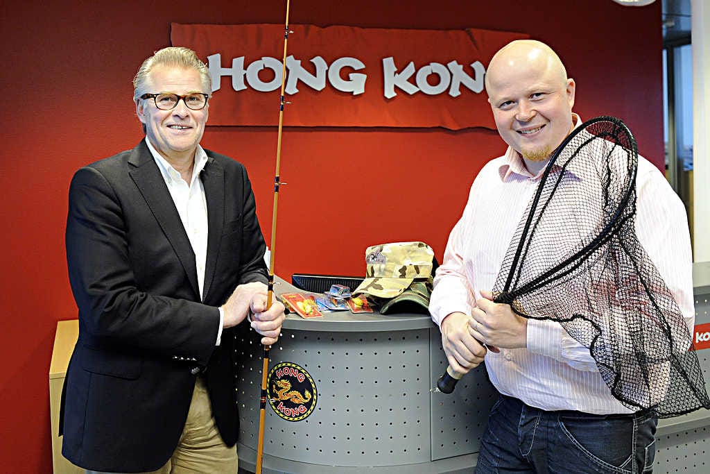 Hong Kong -tavaratalojen toimitusjohtaja Matti Vassinen ja verkkokaupan johtaja Miika Malinen aikovat tehdä ketjustaan Euroopan johtavan kalastusvälineissä.