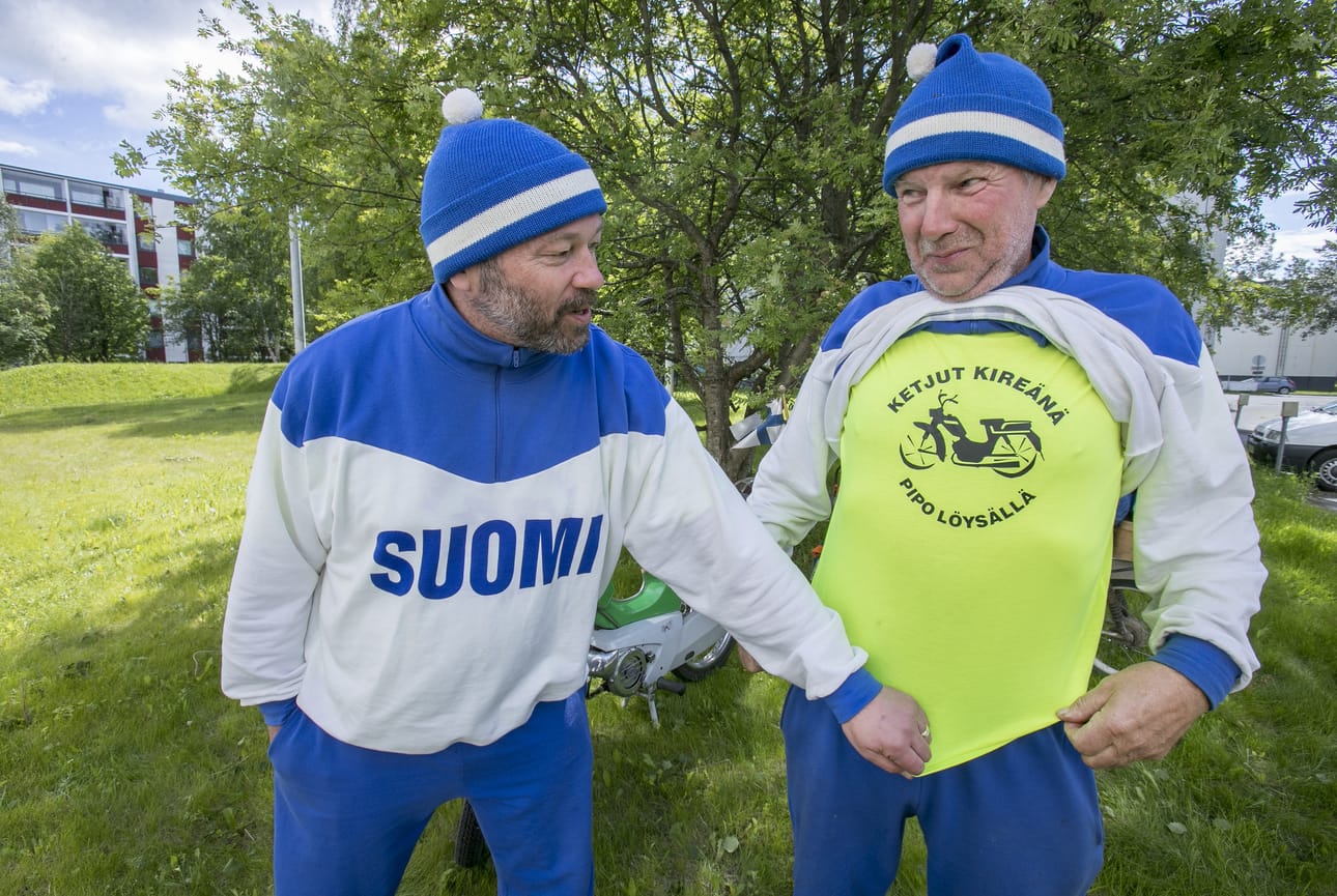 – Ei ajeta minkään asian vuoksi, vaan ihan itsemme takia, Pöllänen toteaa. – Ehkä vähän promoamme Pappa-Tunturia ja pohjoisen tuntureita, Rantapelkonen sanoo.